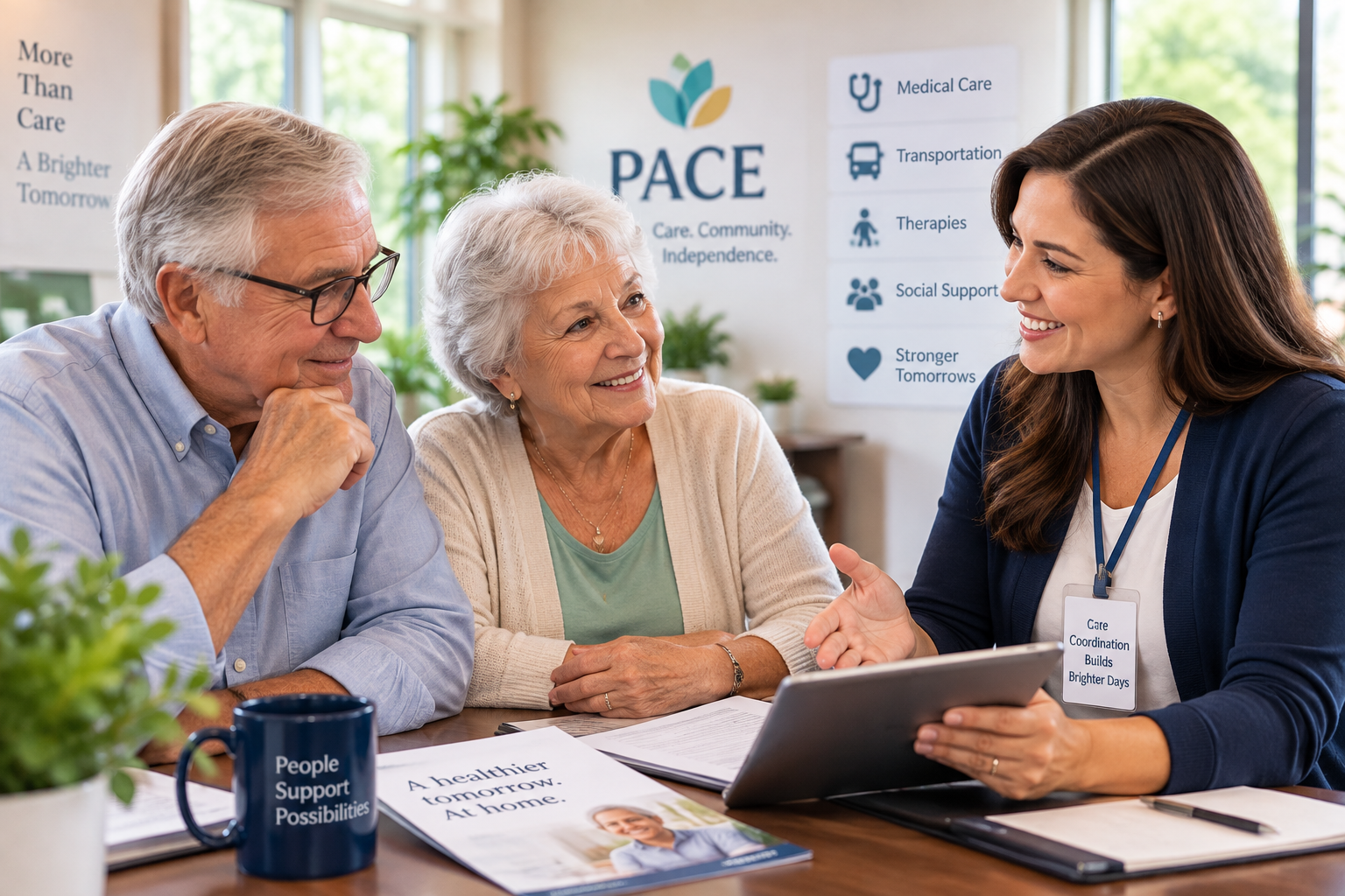 Older adult or couple meeting with a PACE care coordinator