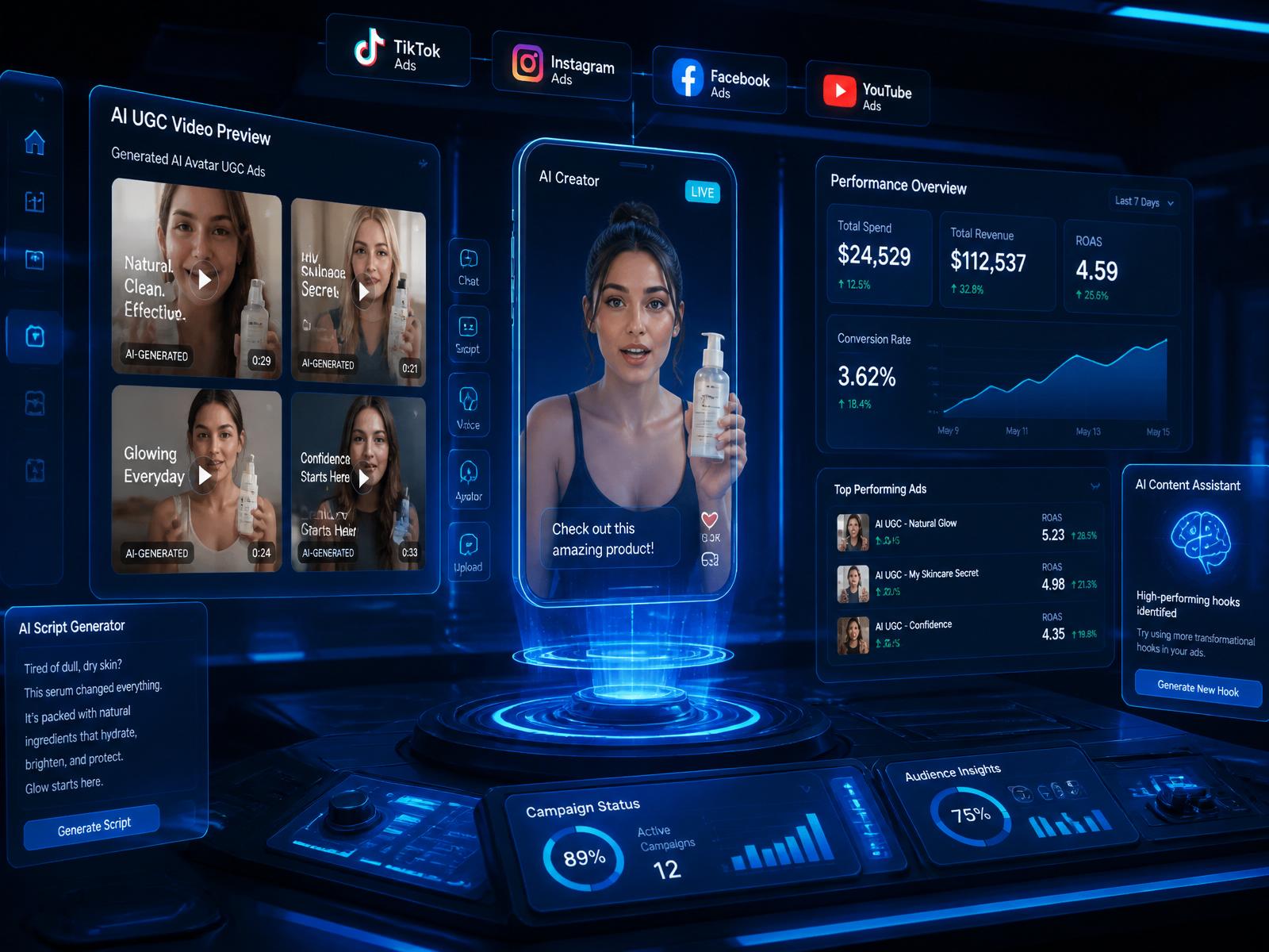 لوحة تحكم AI UGC Sales Engine