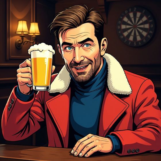 The Gaffer with a pint in his local