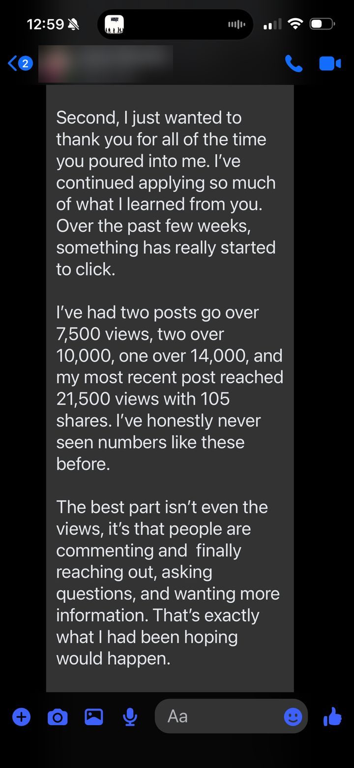 Karla: posts reaching 10,000 to 21,000 views and people asking questions