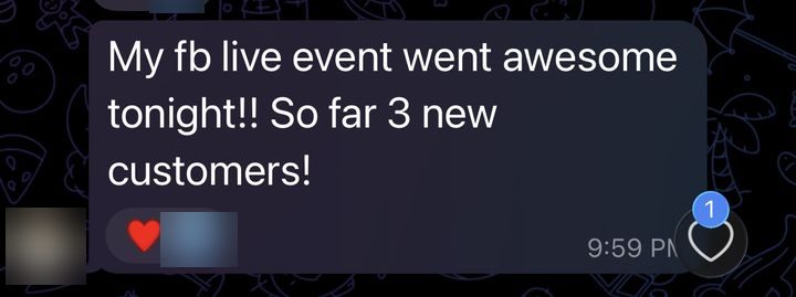 Member: three new customers from a Facebook live