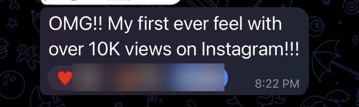Member: first ever reel over 10K views