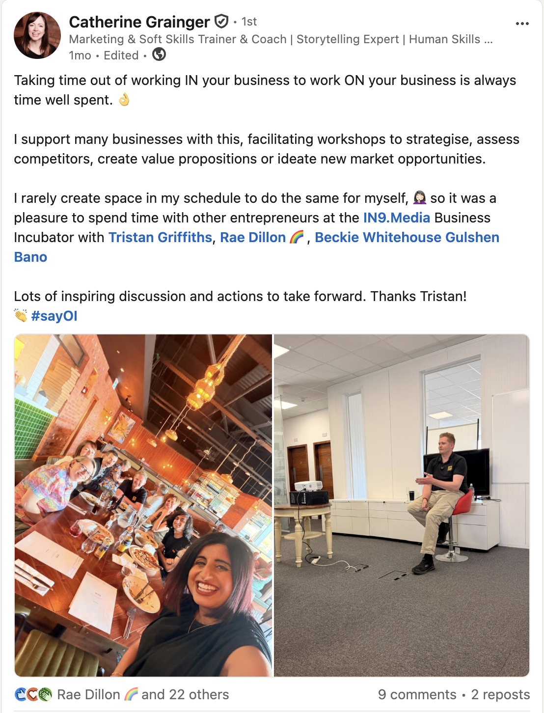 Feedback from attendee on Cohort One of the at Oak INside Funded Incubator