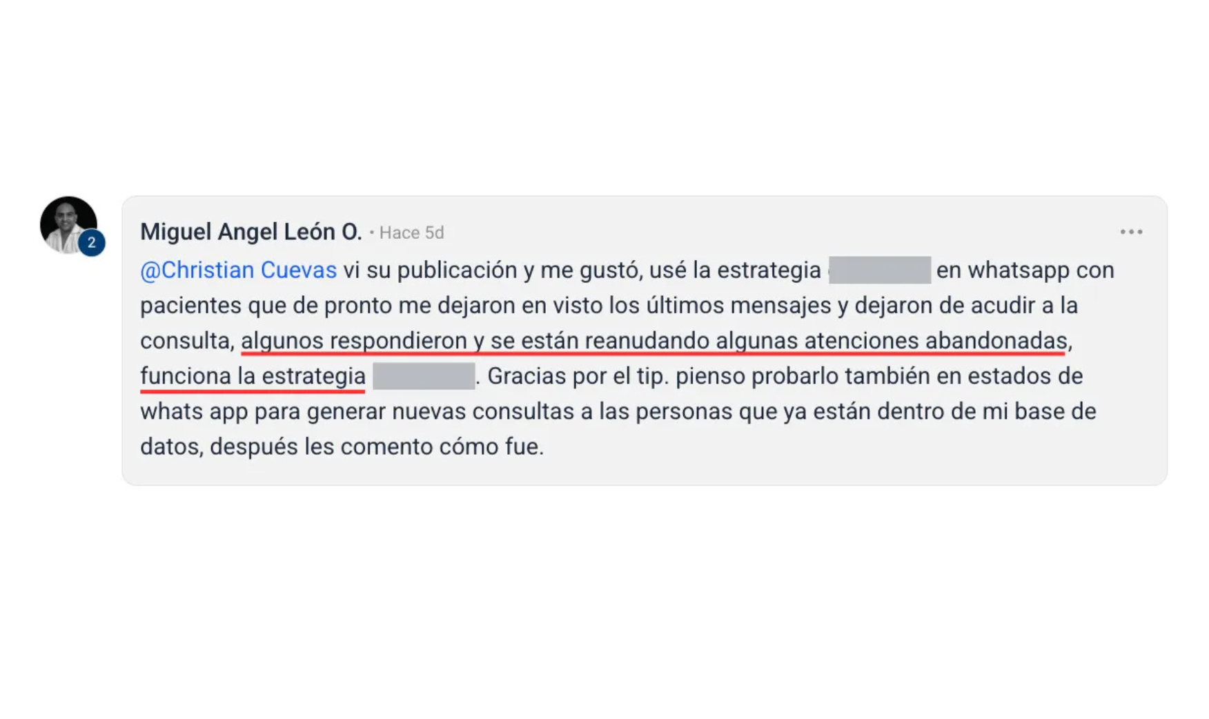 Victoria de un miembro de ClinicFlix
