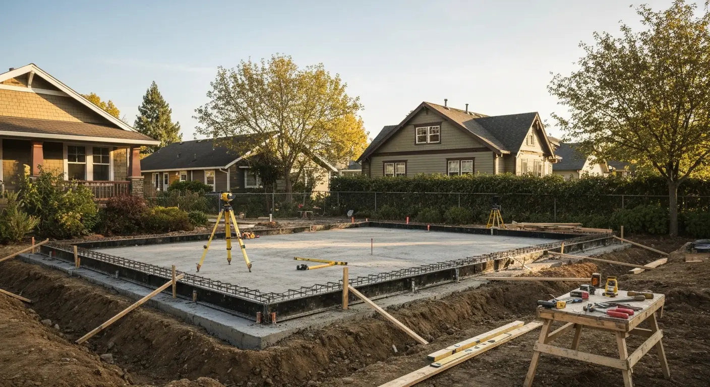 Foundation and framing work