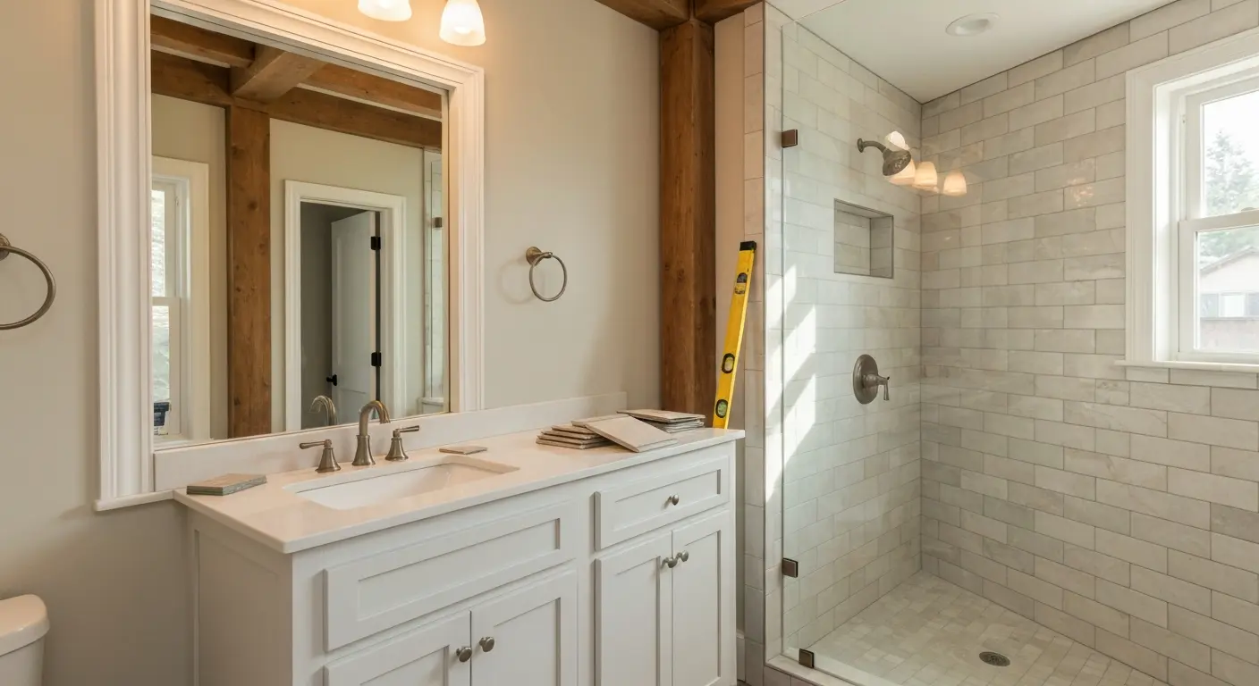 Bathroom vanity and tile installation