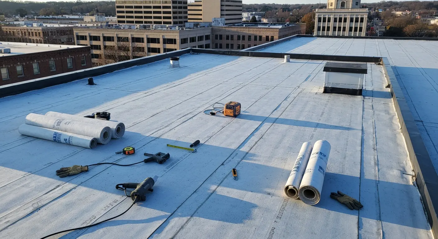 Commercial flat roof installation