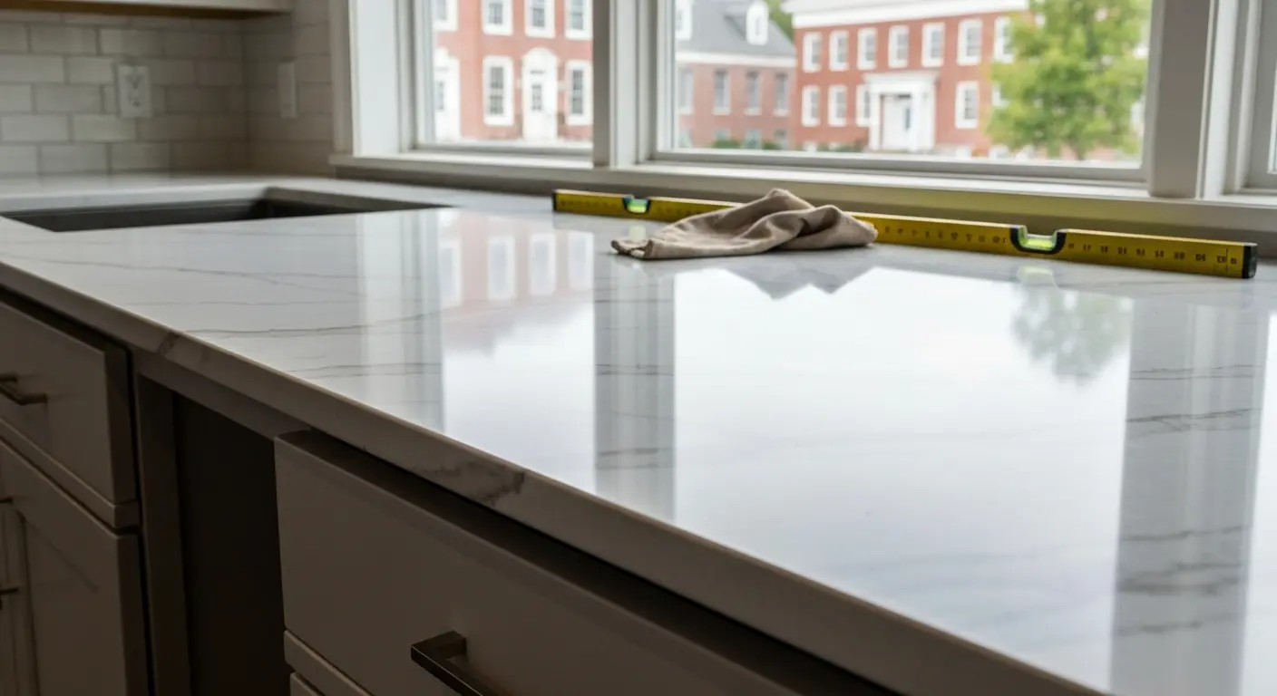 Quartzite countertop installation