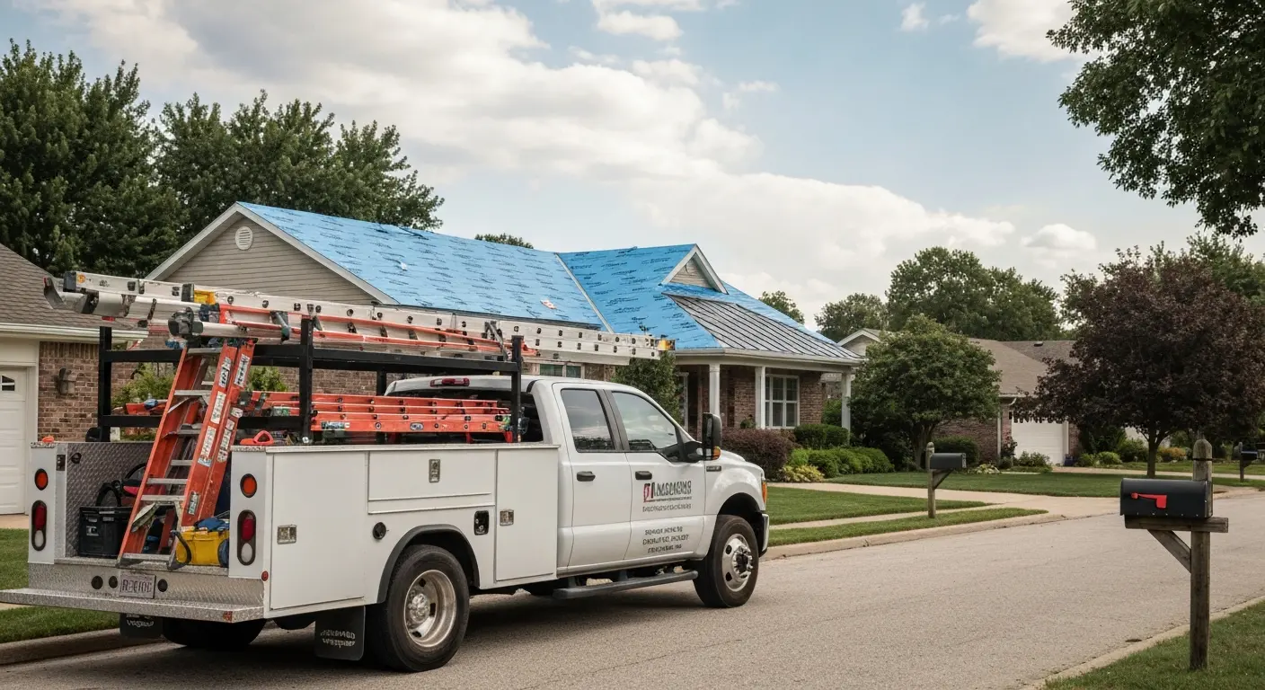 Macomb County roofing service truck