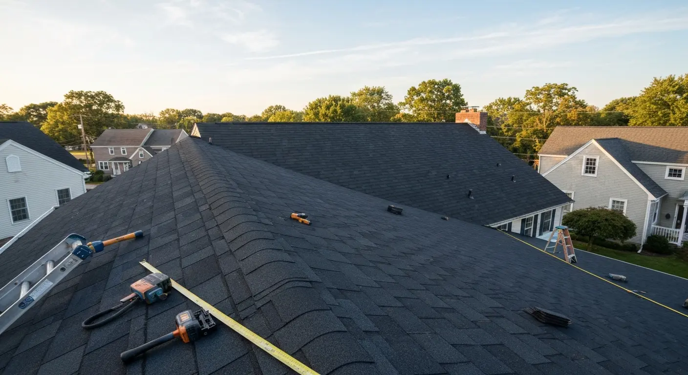Asphalt shingle roof installation in Monroe County
