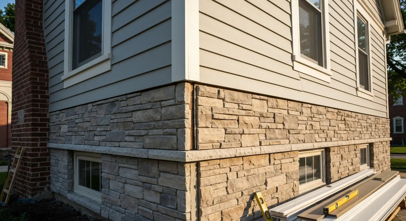 Fiber cement and stone veneer siding