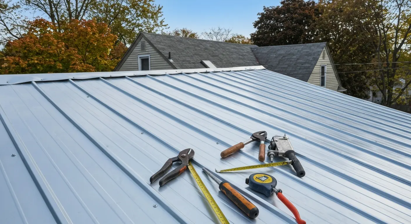Metal roof repair work