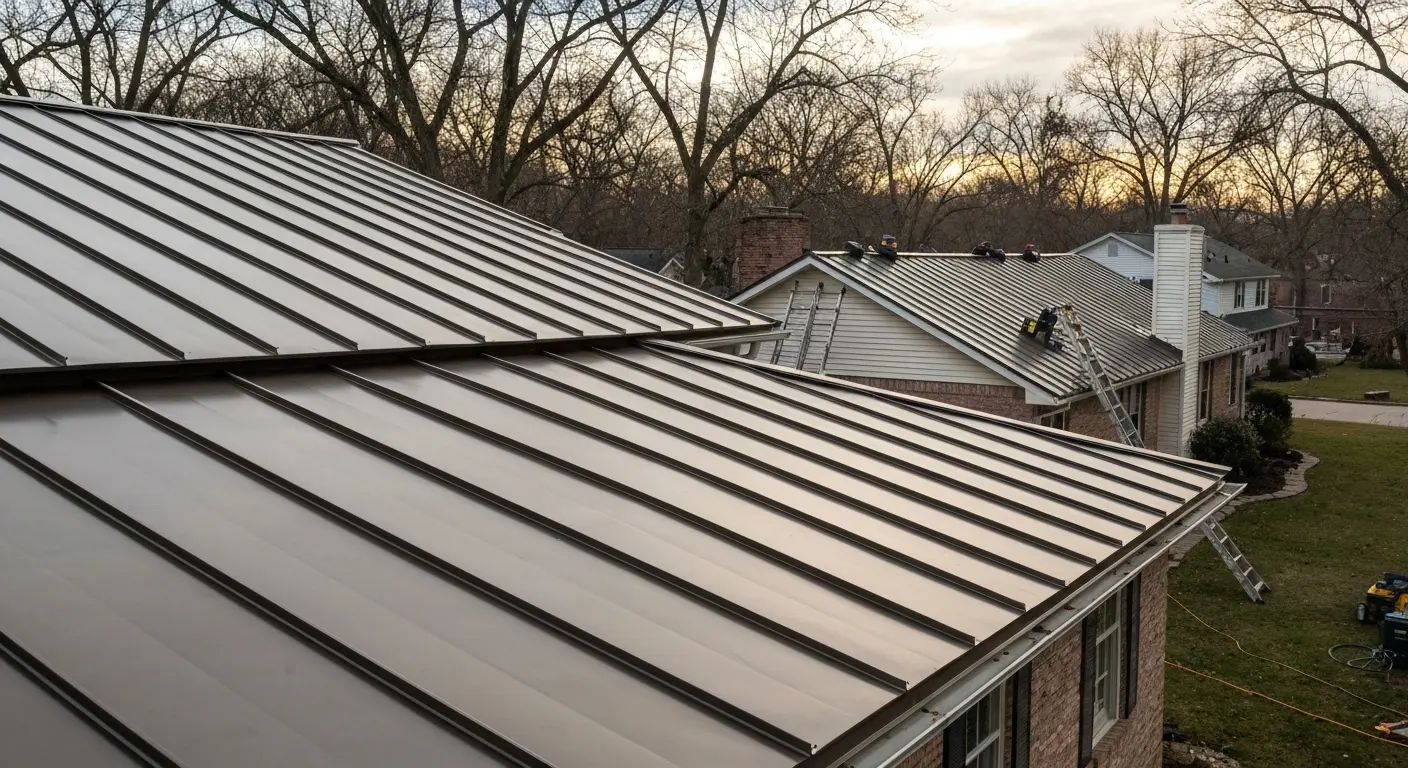 Metal roofing on residential home