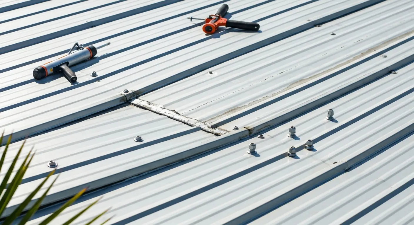 Metal roof repair work
