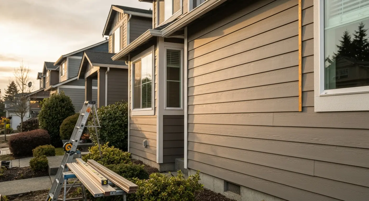 Siding installation on suburban home