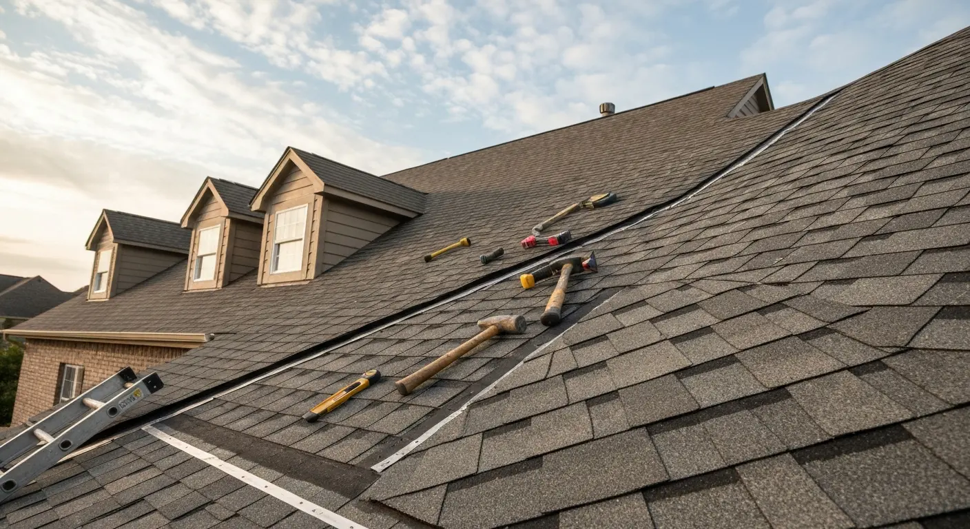 Residential roof repair work