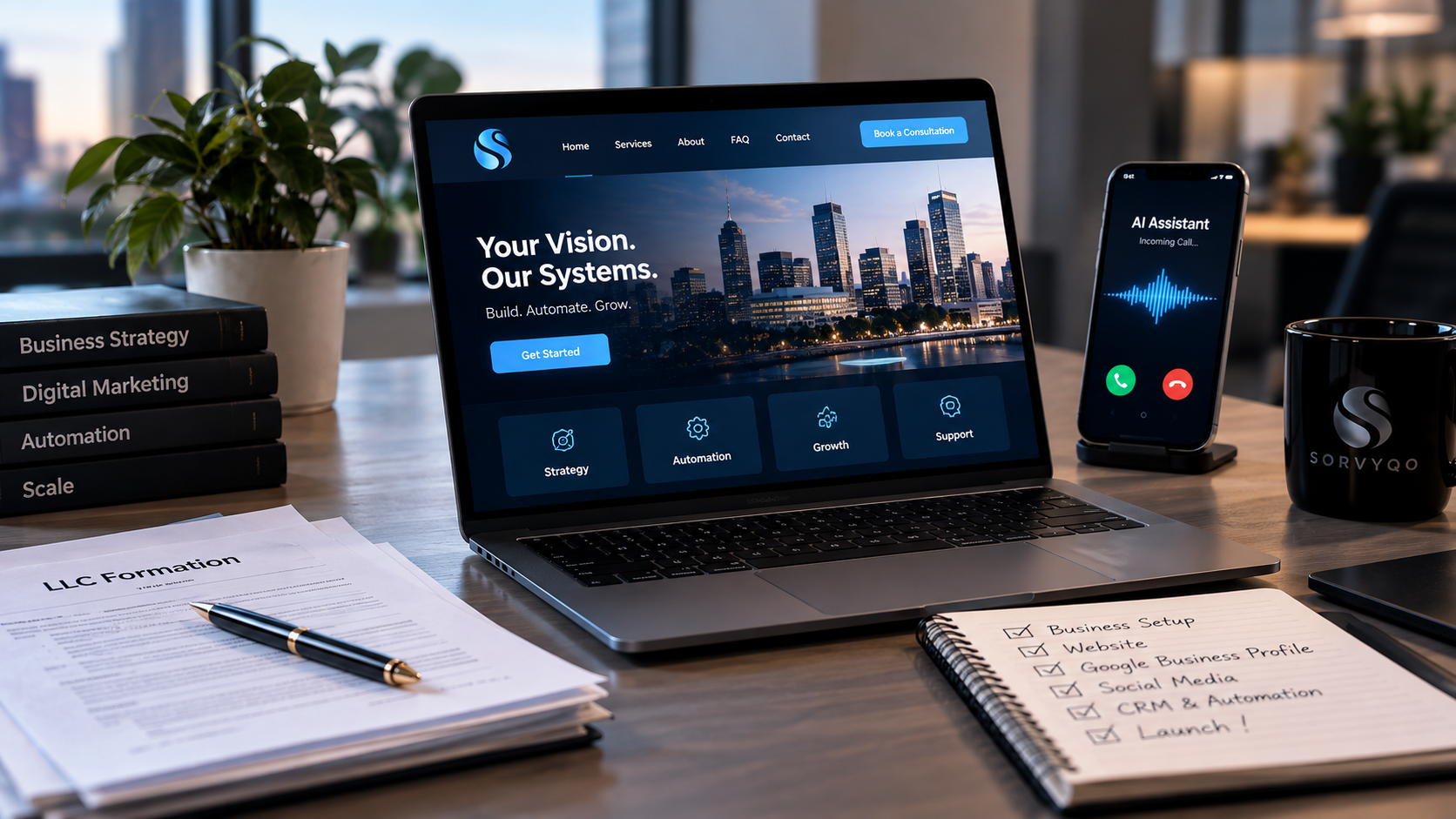 Business setup, website, digital presence and automation infrastructure