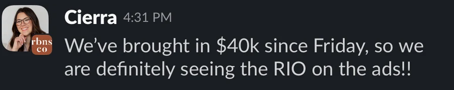 Cierra reports $40K brought in since Friday from ads