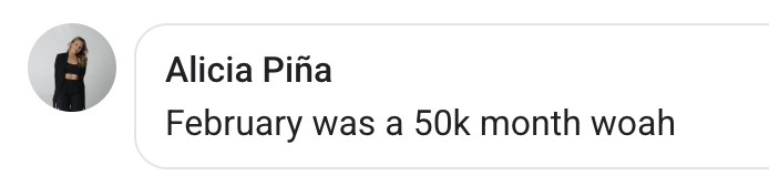 Client reports February was a $50K month