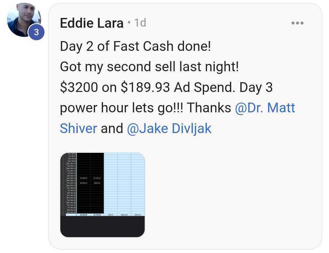Client reports $3,200 in sales on $189.93 of ad spend