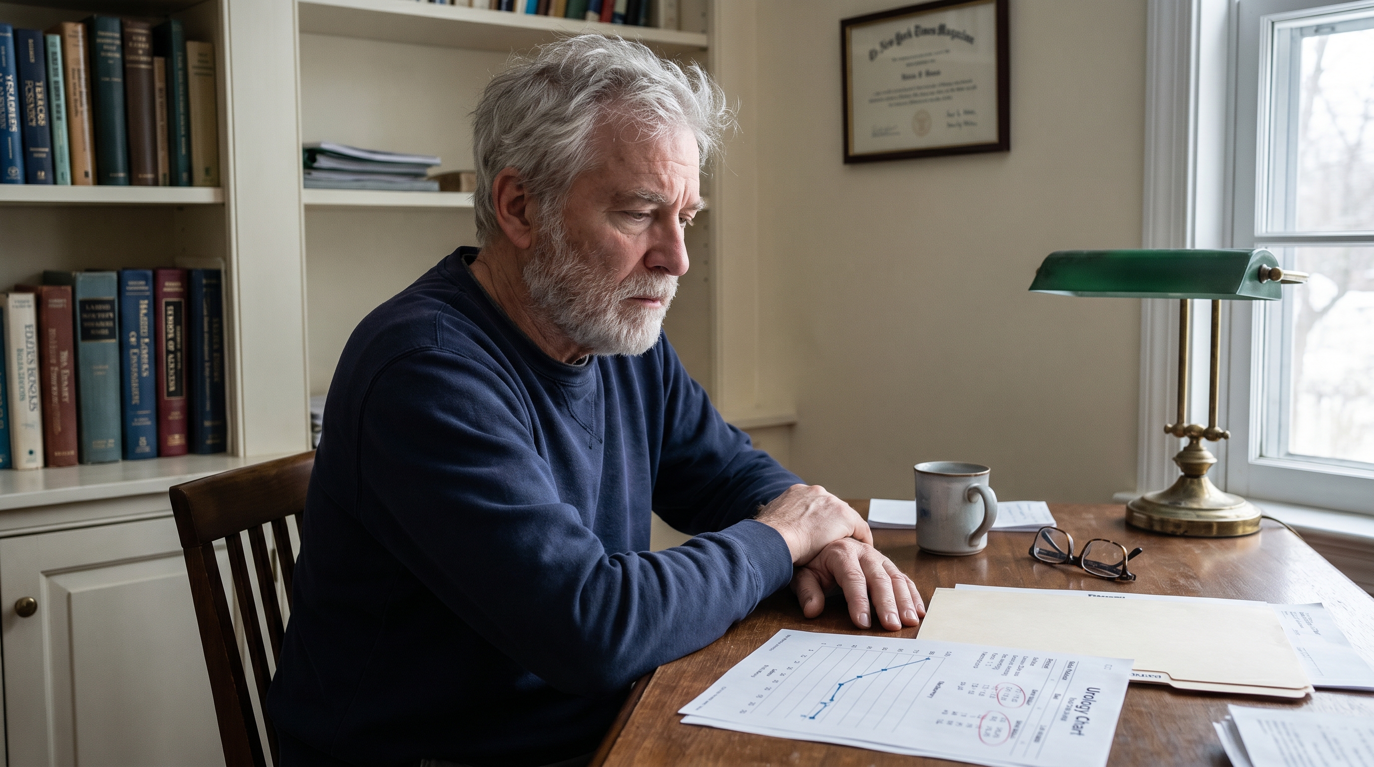 Dr. Peterson reviewing his own urology results - the suffering phase at 61