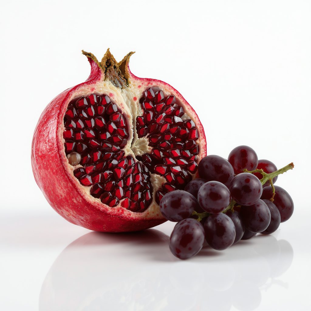 Grape seeds and pomegranate fruit