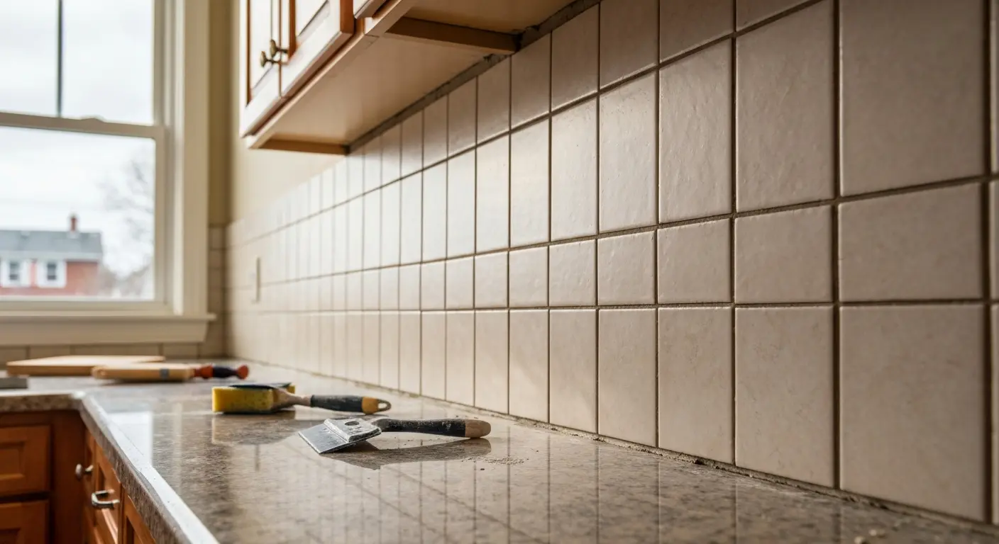 Tile backsplash installation