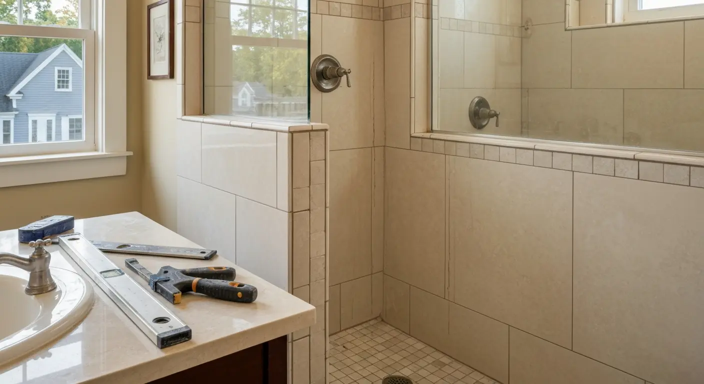 Bathroom renovation with tile shower
