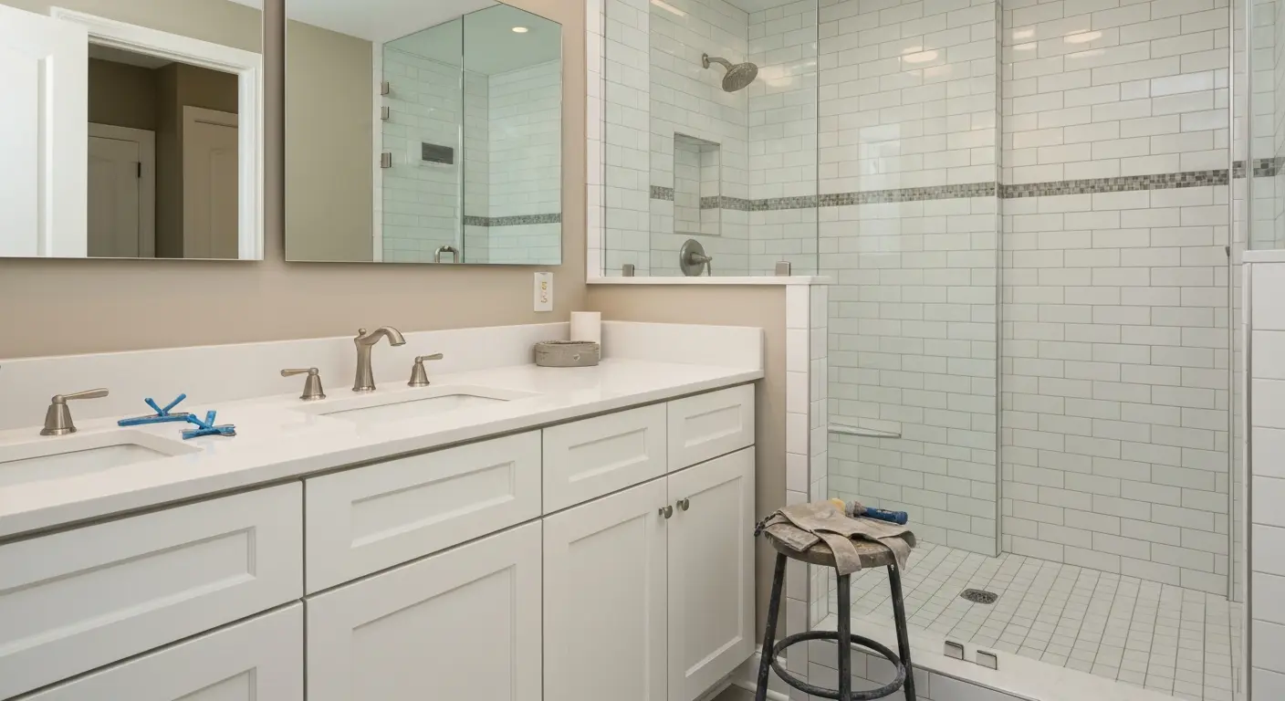 Bathroom vanity and shower tile installation