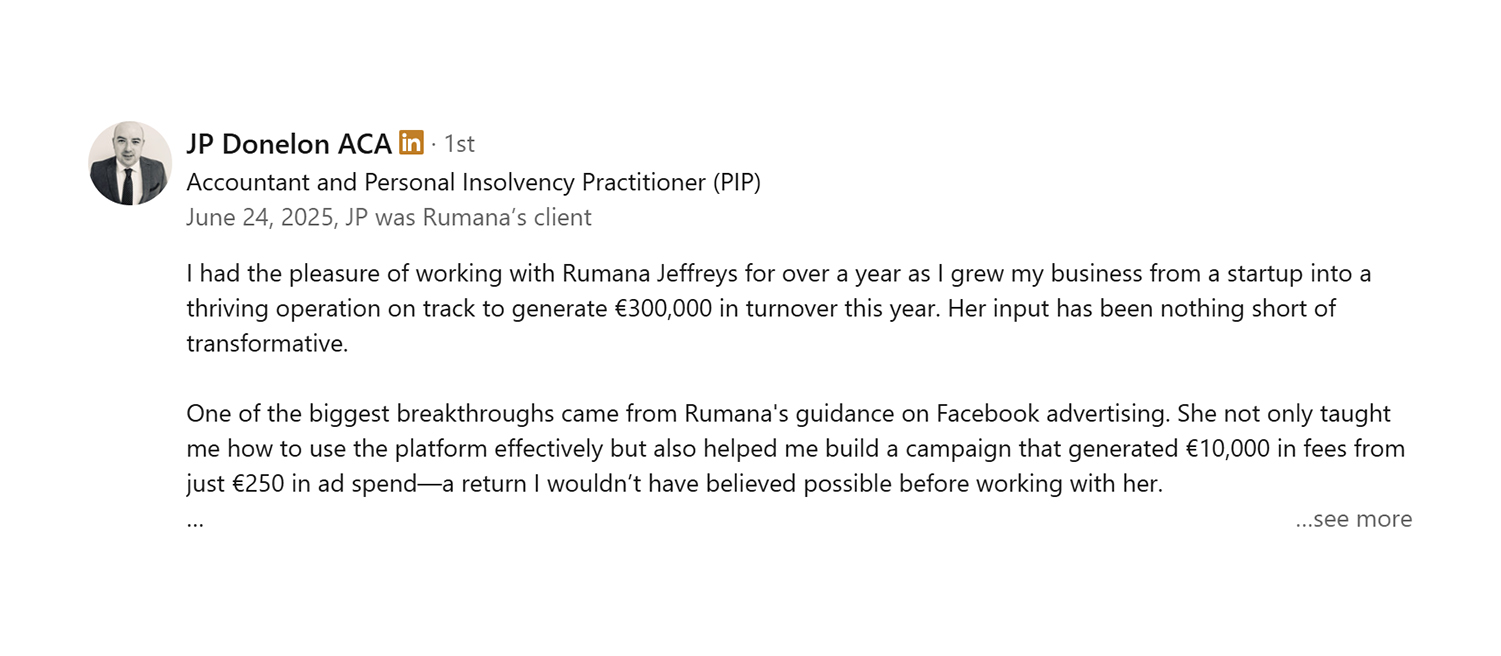 LinkedIn testimonial slide 3
