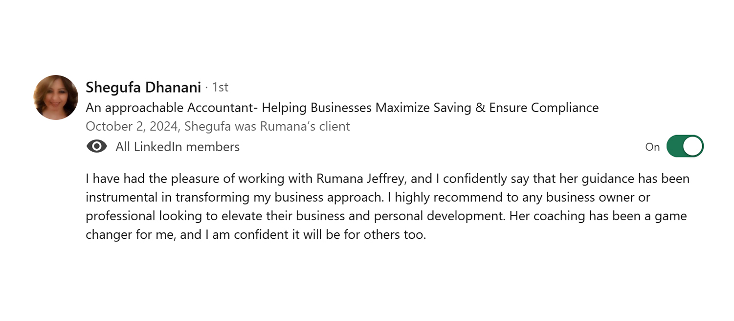 LinkedIn testimonial slide 1