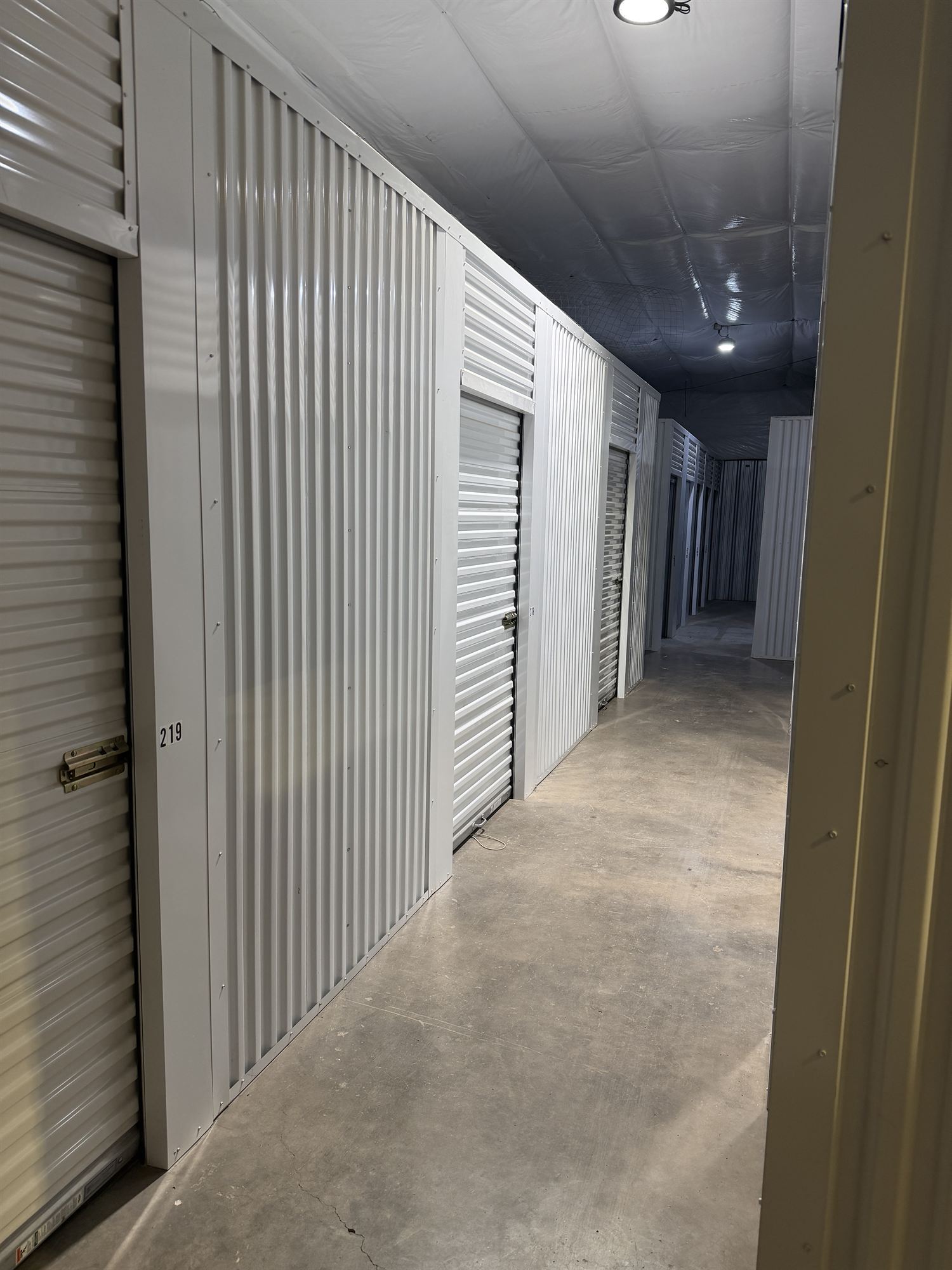 Interior hallway of storage units at CapRock Self Storage