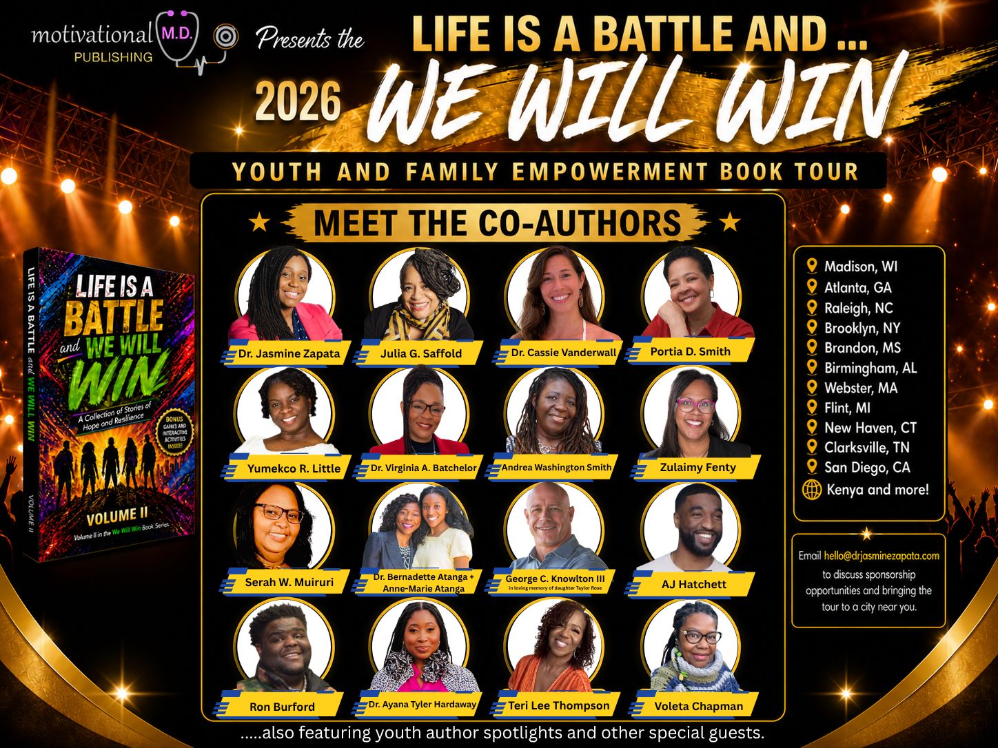 Meet the 16+ co-authors of Life is a Battle and We Will Win Volume II including George C. Knowlton III listed in loving memory of daughter Taylor Rose