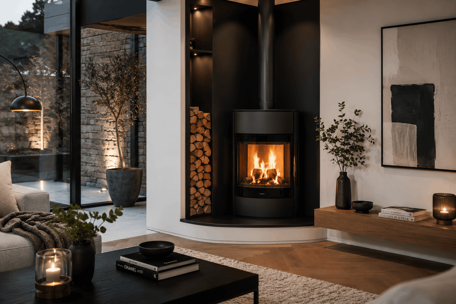 Modern designer stove installation