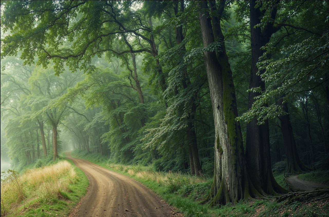 Lush green forest path