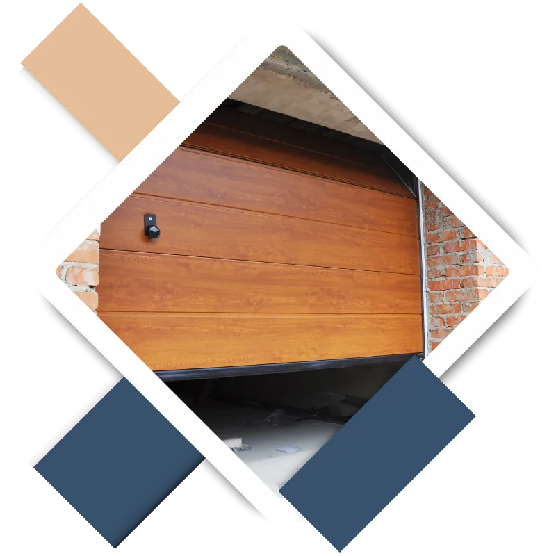 Wooden garage door with modern design, showcasing quality craftsmanship and installation by Guzman Handyman Services in Kingwood, TX.