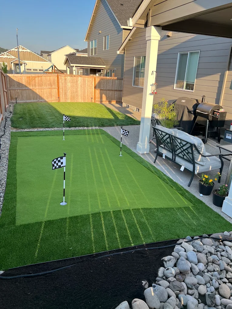 Custom putting green and artificial turf installation