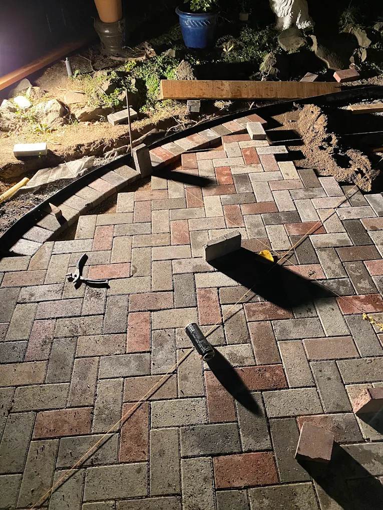Custom paver project with a laid paver pattern