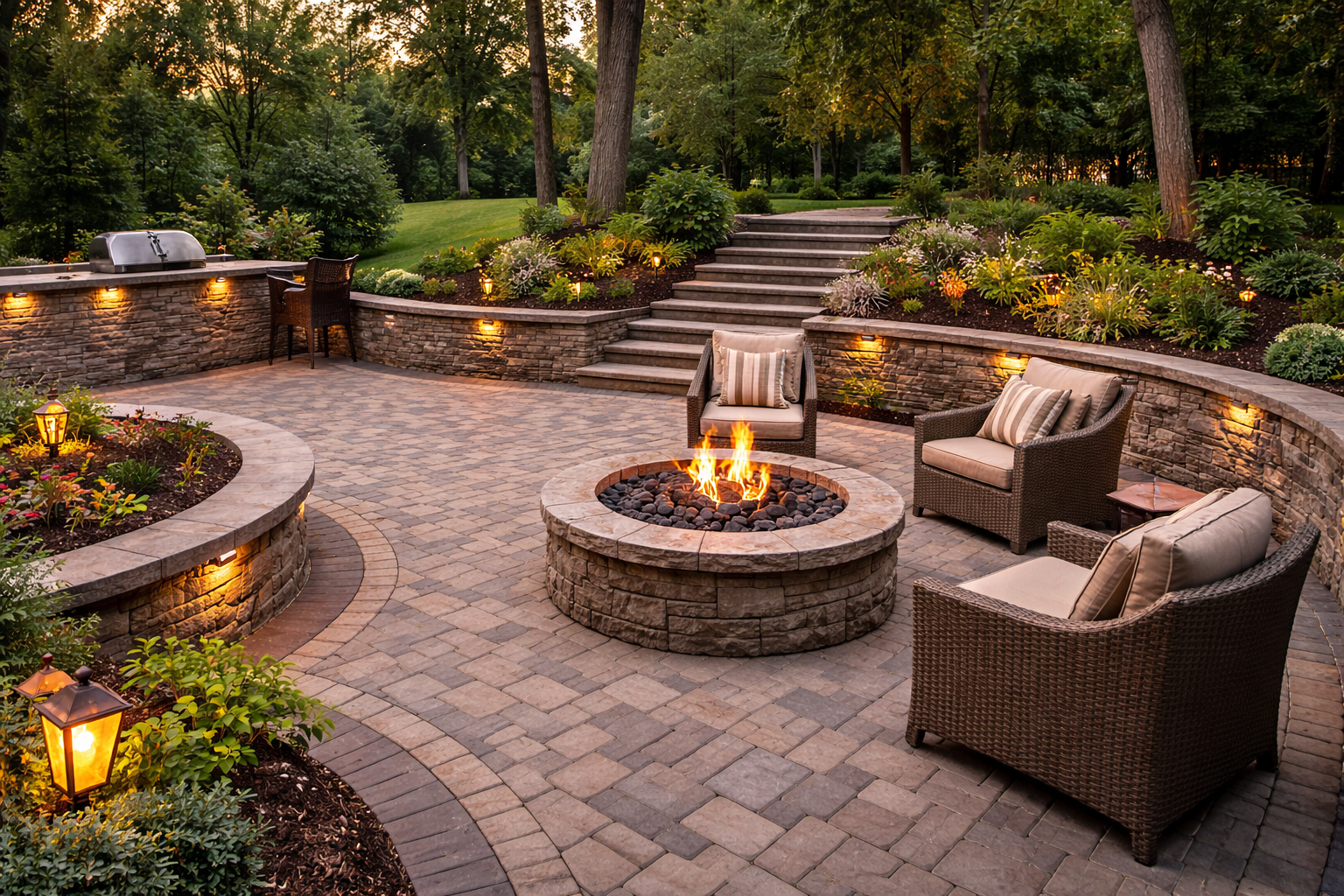 Hardscape paver patio and walkway build