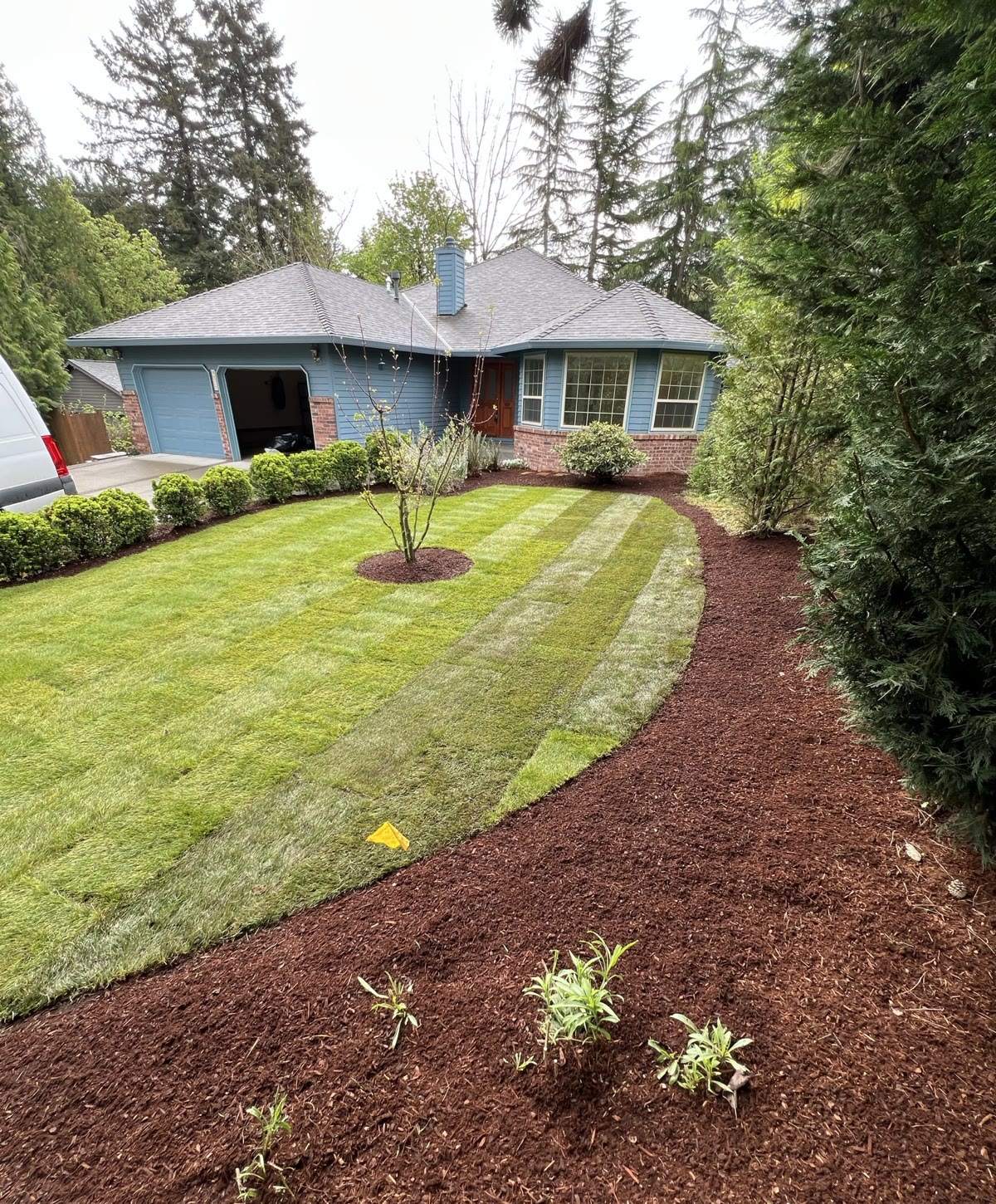 Lawn mowing, trimming and edging landscape maintenance work