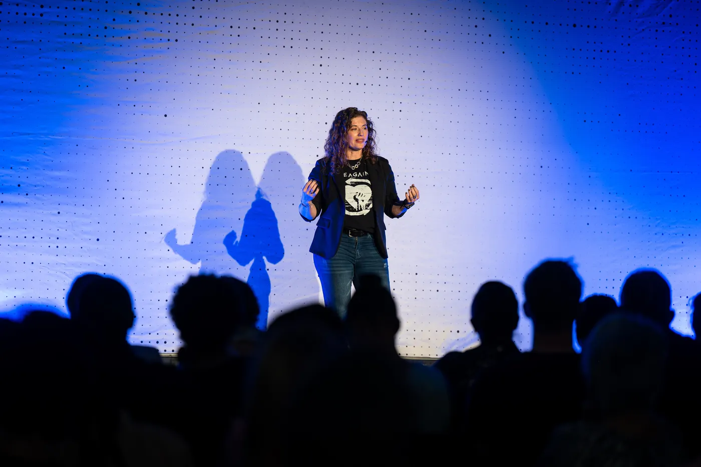 Jamie Gantt speaking on stage