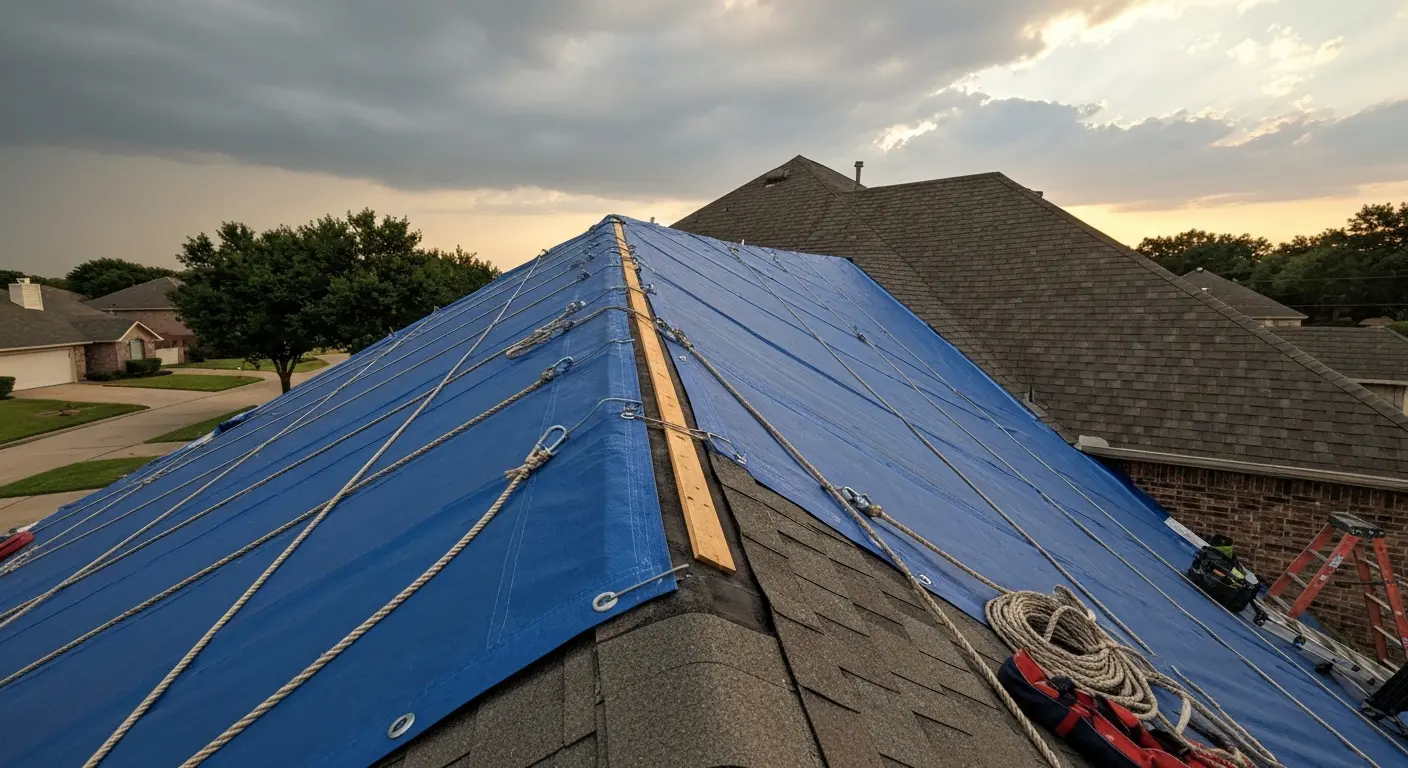 Emergency roof tarping service