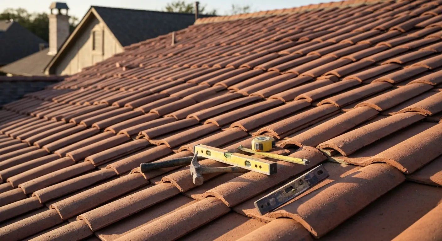 Clay tile roof installation