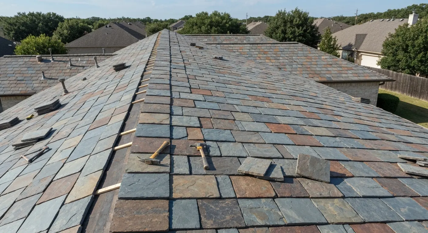 Stone tile roof installation