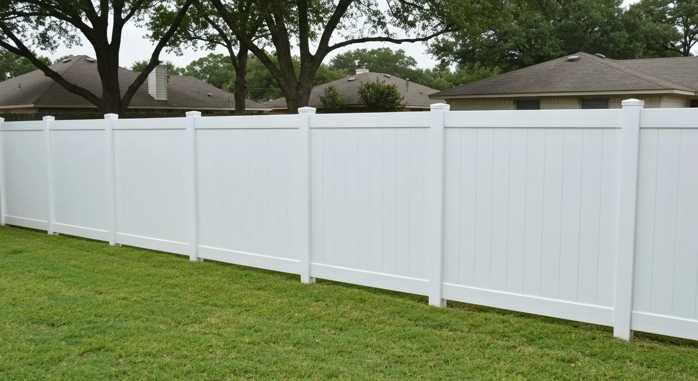 Backyard vinyl fence enclosure