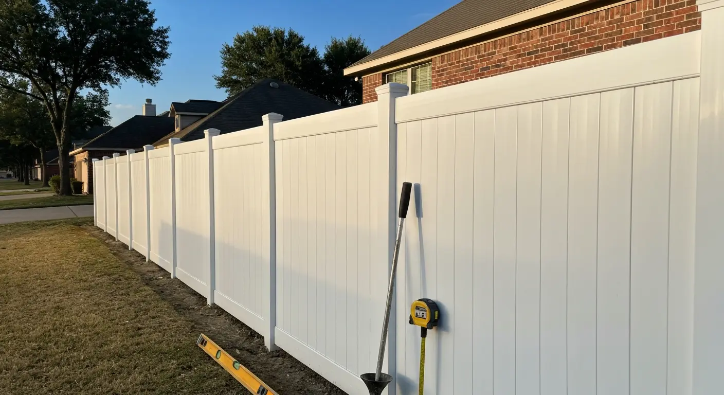 Residential vinyl fence installation