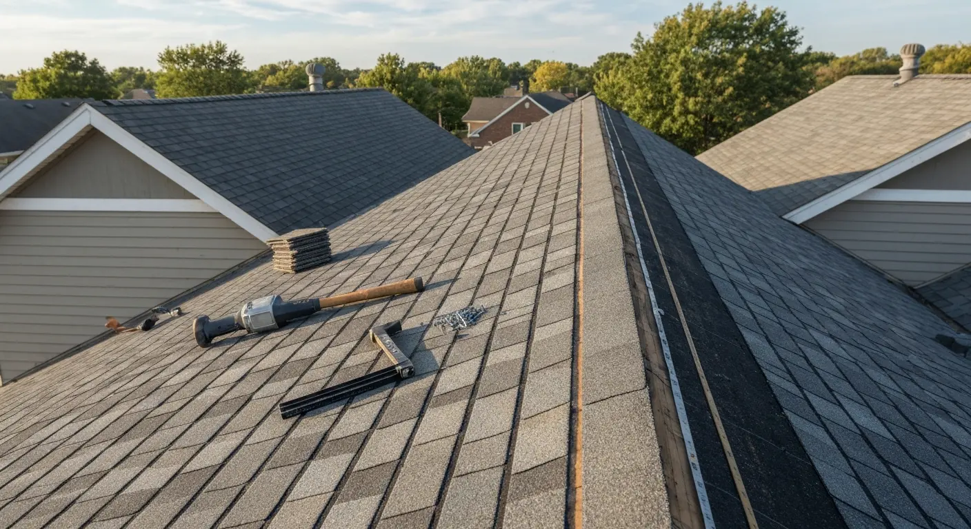 Roof repair in progress