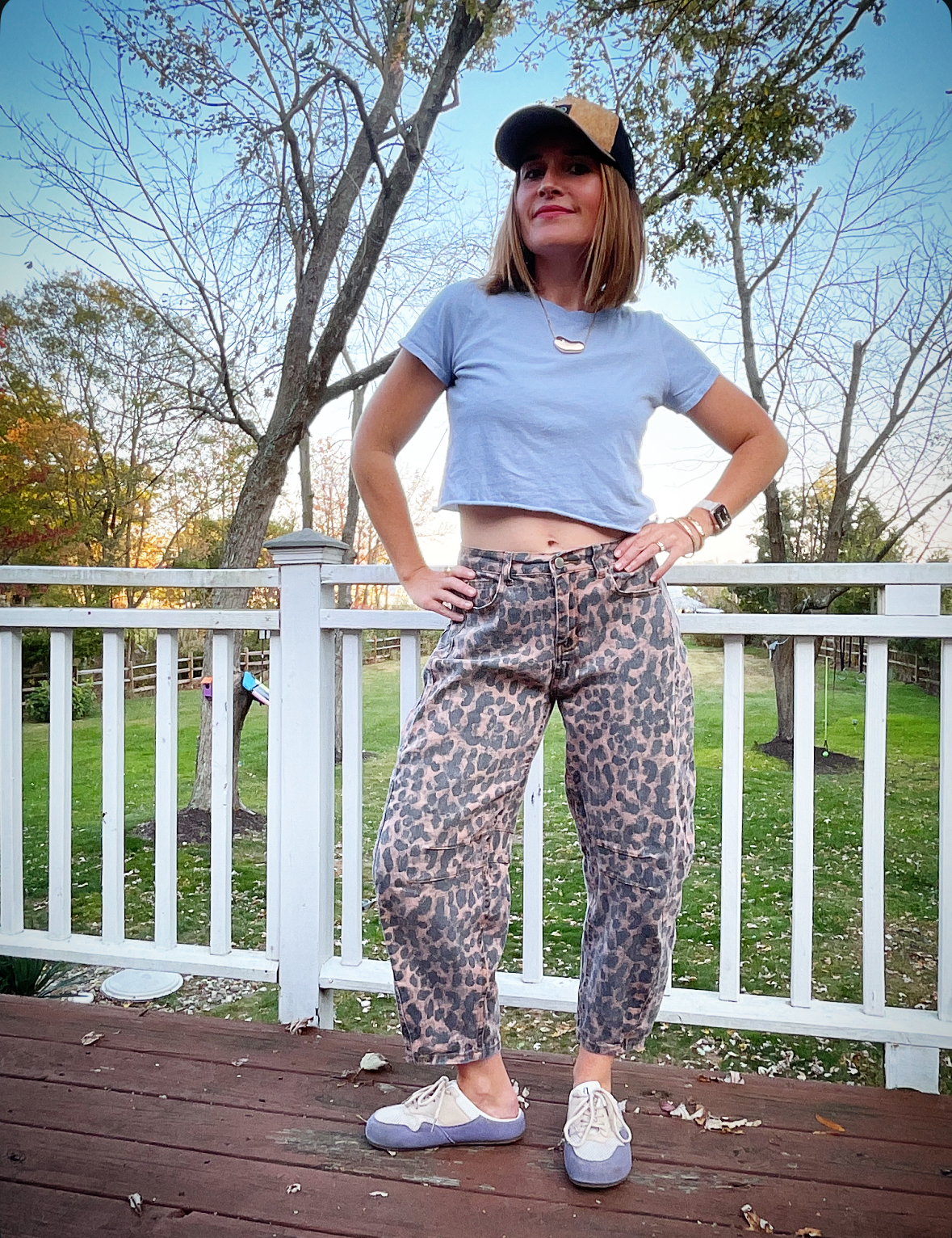 Crop Tee + Leopard Jeans