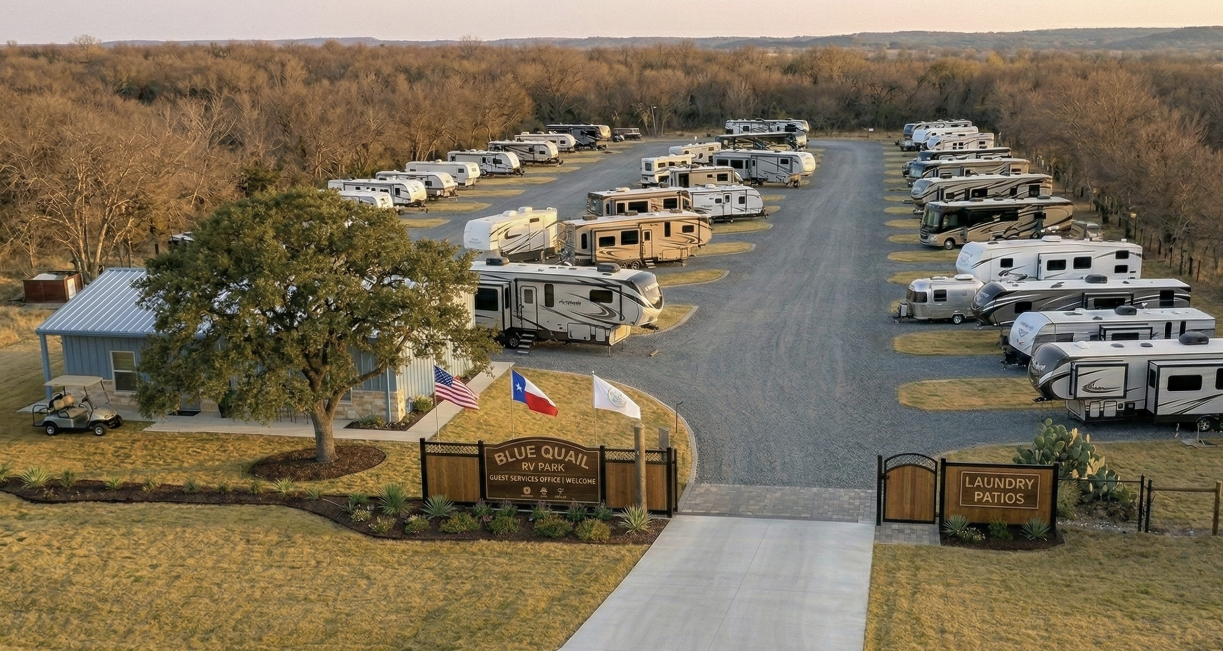 Blue Quail RV Park — spacious RV sites in Moore, TX along I-35