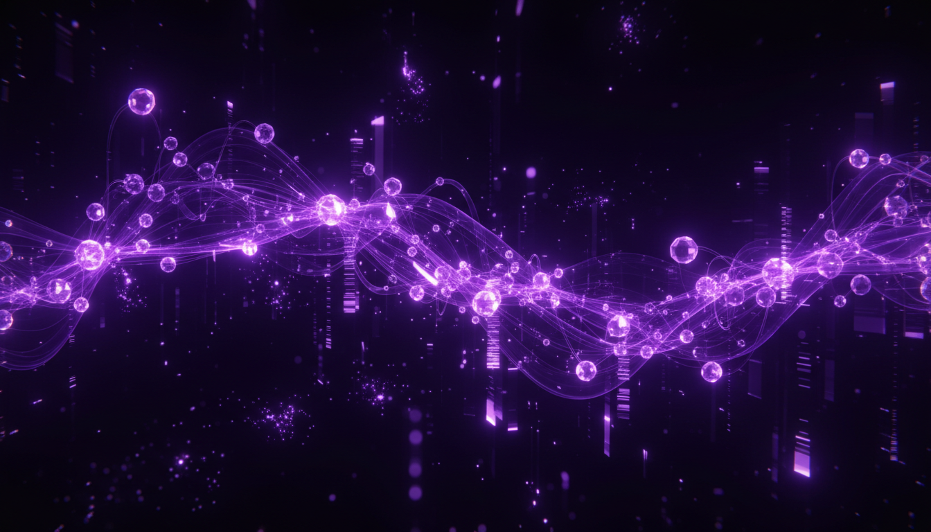 Deep purple and electric violet abstract neural network digital flow representing AI automation strategy for Florida businesses